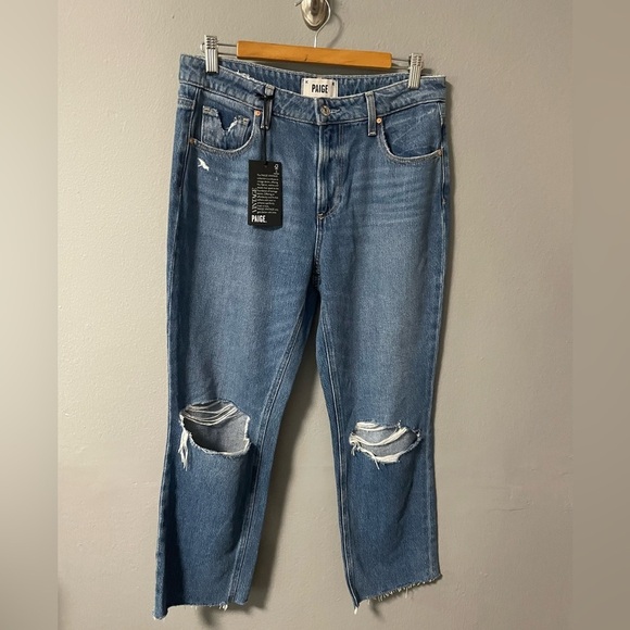 NWT Paige Noella Straight Sledge Destructed Jeans. Size 28 Petite. - Picture 5 of 16